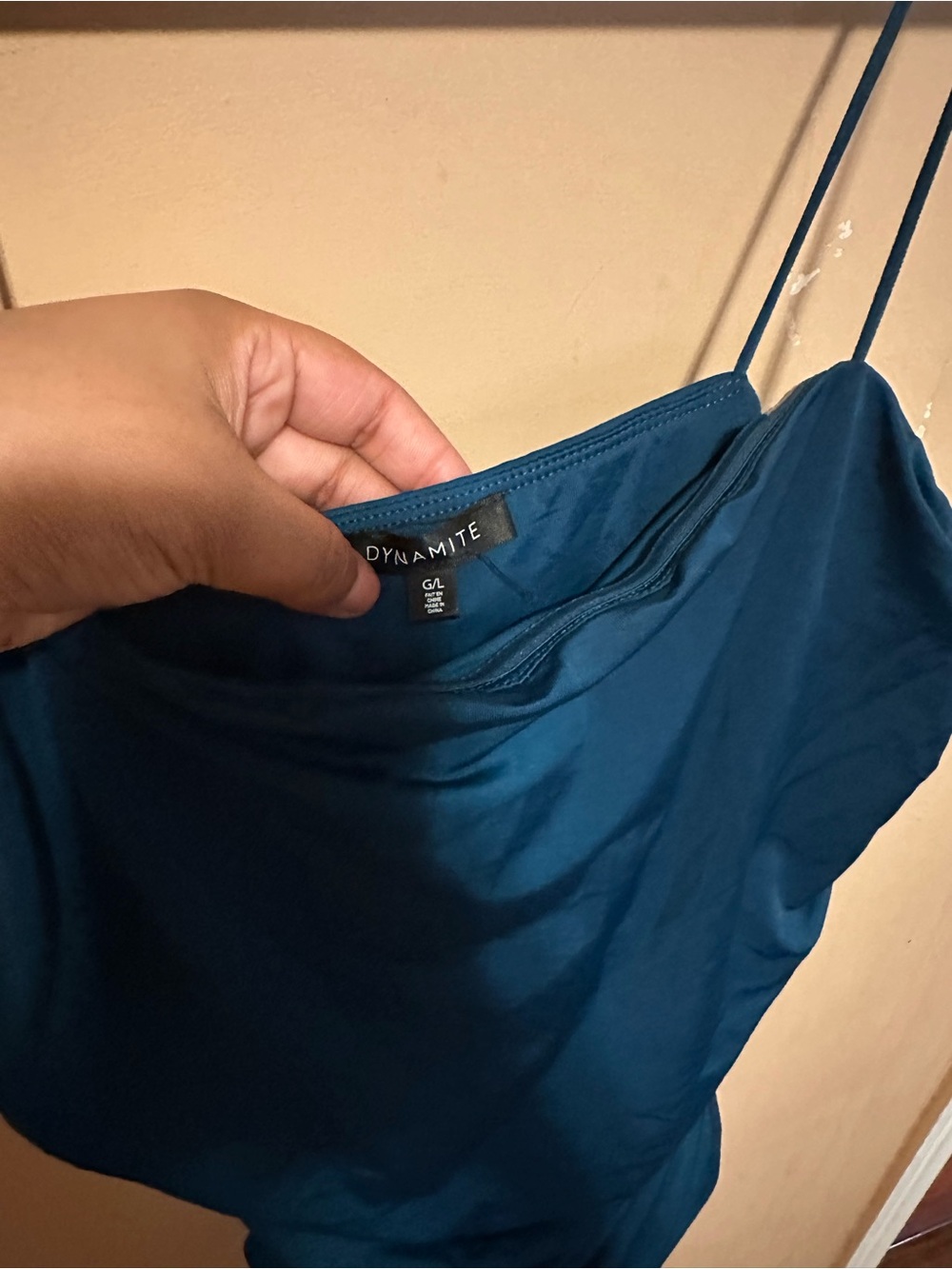 Dynamite Deep Teal ruched Satin Cami